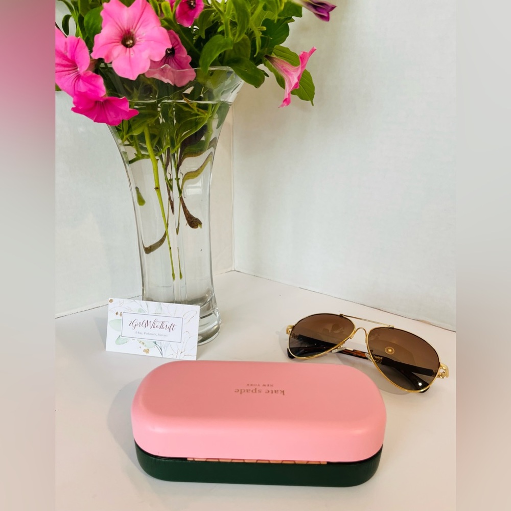 KATE SPADE Sunglass/Eye Case “Hello Sunshine”Pink/Green/Rose Gold - Picture 9 of 11